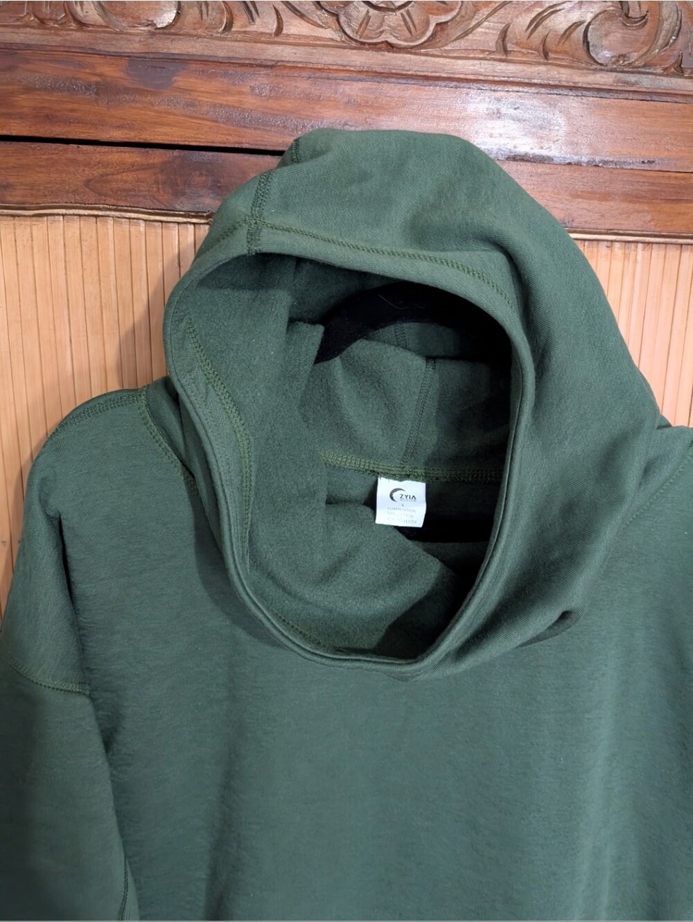 Zyia Active Cozy Olive Green Funnel Neck Women's Sweatshirt Size L - Picture 5 of 12
